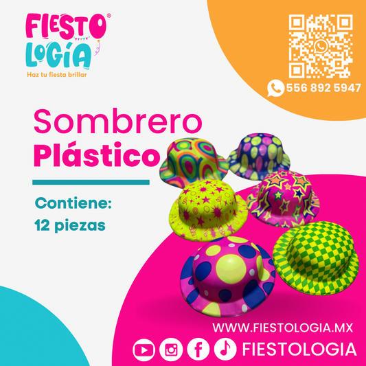 Sombrero Plástico Tipo Bombim (12P+