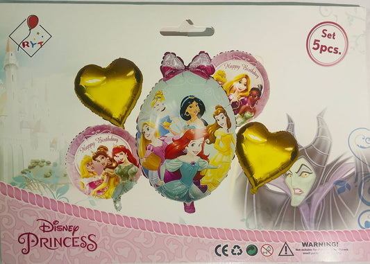 KITS DE GLOBOS PRINCESS (Para inflar con aire, incluye cortina, globos y letrero)