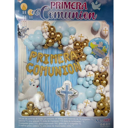 SET PRIMERA COMUNIÓN (Para inflar con aire, incluye cortina, globos y letrero)