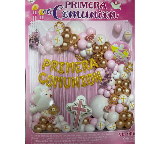 SET PRIMERA COMUNIÓN (Para inflar con aire, incluye cortina, globos y letrero)